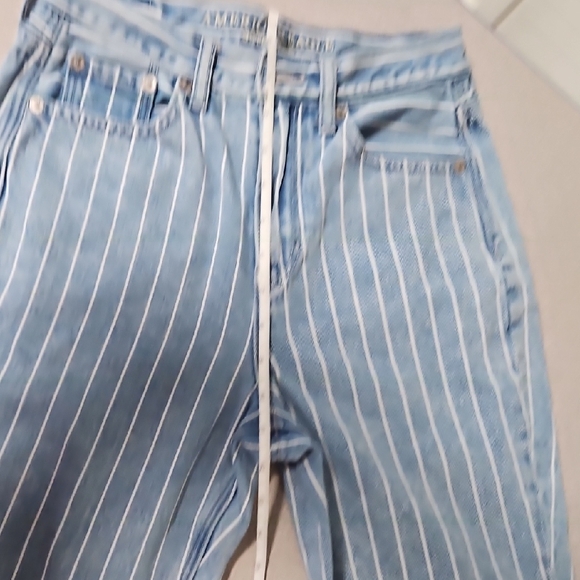 American Eagle Outfitters Light Blue Striped Skinny Jeans - Picture 9 of 11